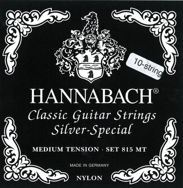Hannabach 652599 Series 815 Silver Special Medium Tension String Set for 10-String Classic Guitar