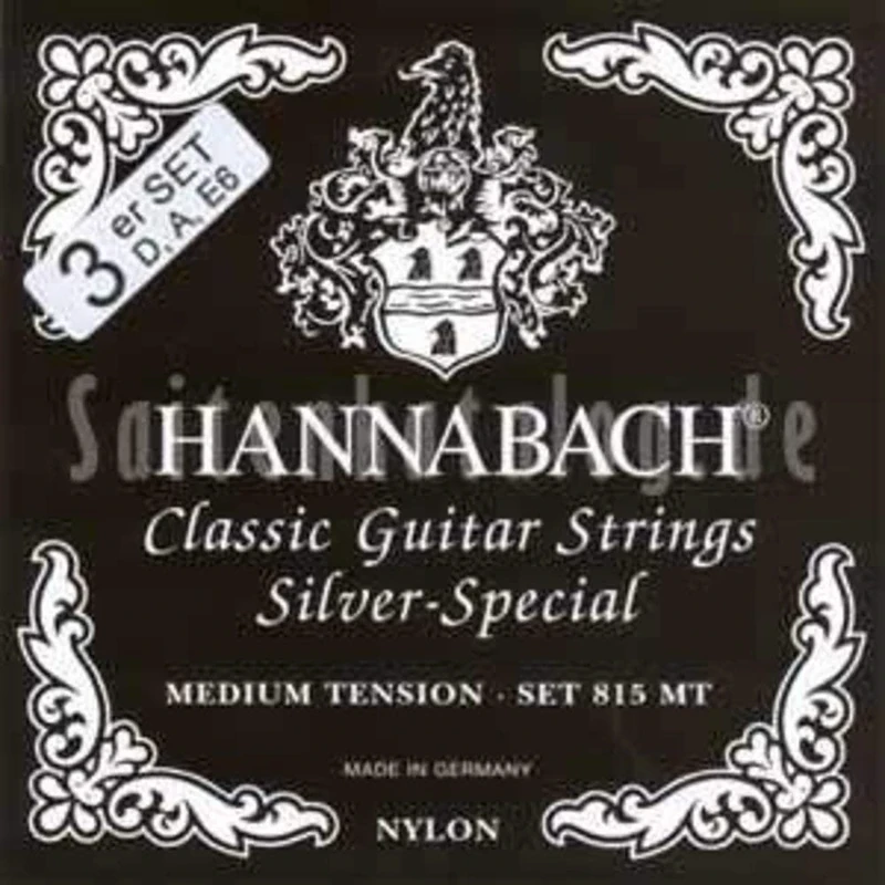Hannabach strings for classical guitar Seire 815 Profi Bass Pack Silver Special Medium Tension (high quality, all-purpose string for almost every instrument, strings classical guitar, Made in Germany)