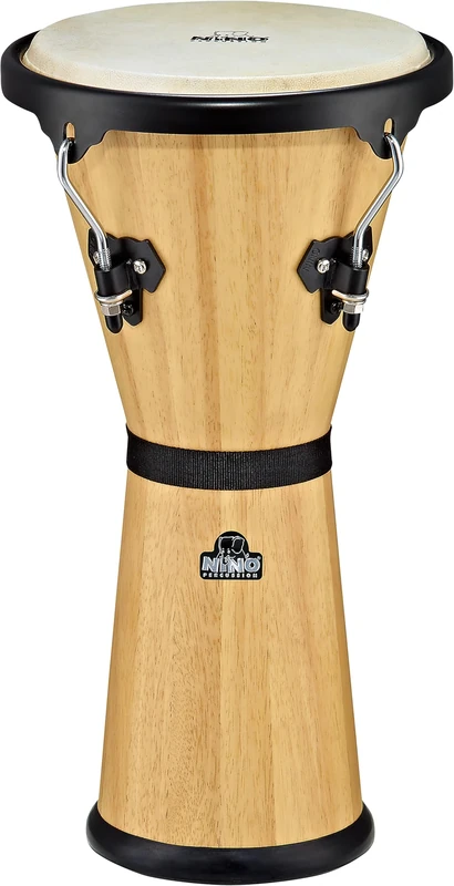 Nino Percussion Wood Djembe Instrument - Very Large Musical Instrument for Children from 5 years - 10-inch Diameter - Siam Oak, Natural (NINO48NT)