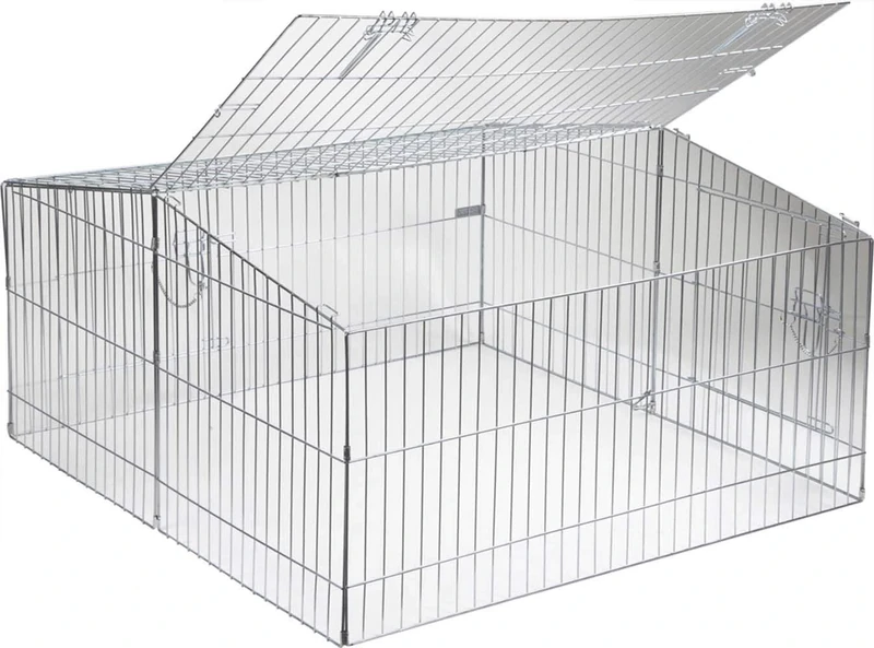 Kerbl Pet Freilaufgehege Easy, verzinkt, mit Sonnenschutz, 115x115x60cm