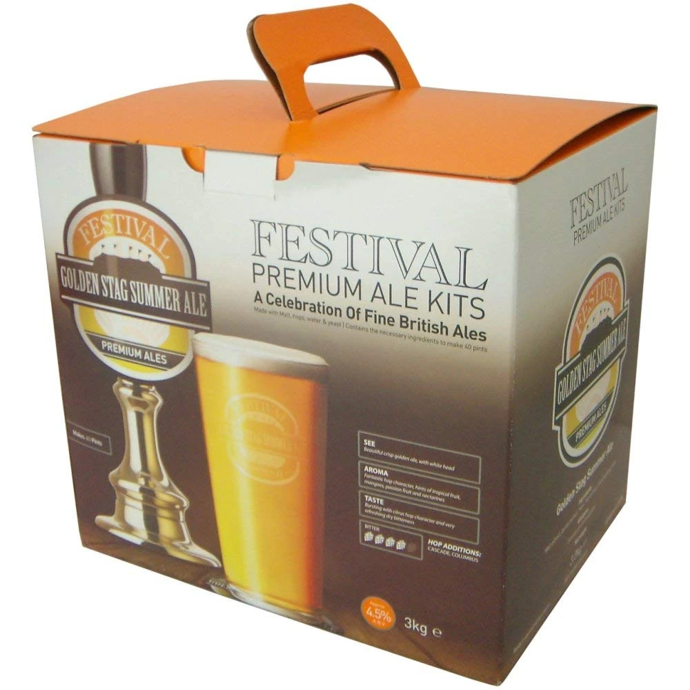 Homebrew & Wine Making - Festival Premium Ale - Golden Stag Summer Ale - 40 Pint Home Brew Beer Kit