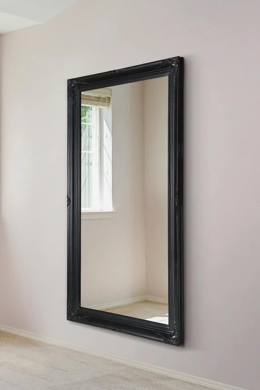 4Ft6 X 2Ft6 126cm X 76cm Large Black Antique Ornate Big Wall Mirror