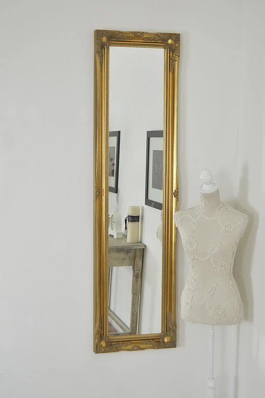 Mirror 5Ft6 X 1Ft6 167cm X 45cm Large Gold Antique Design Dress Big Wall Bargain, 168x46