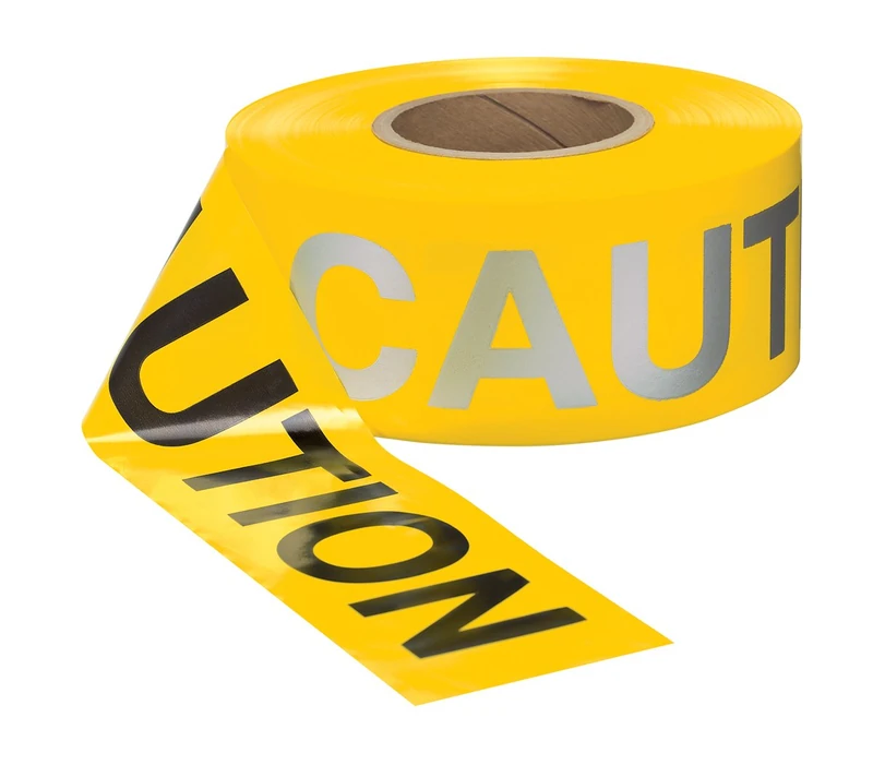 Accuform Signs MPT231 Reflective Plastic Barricade/Perimeter Tape, Legend CAUTION, 3 Width x 1000-ft Length x 3-mil Thickness, Black/Reflective Silver on Yellow by Accuform