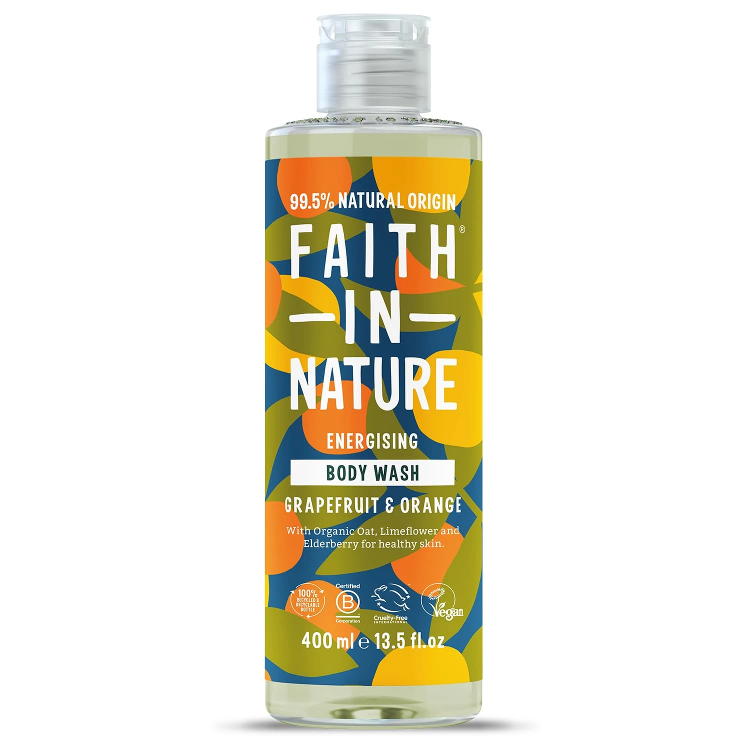 Faith In Nature Natural Grapefruit and Orange Body Wash, Energising Shower Gel, Vegan and Cruelty Free, No SLS or Parabens, 400 ml