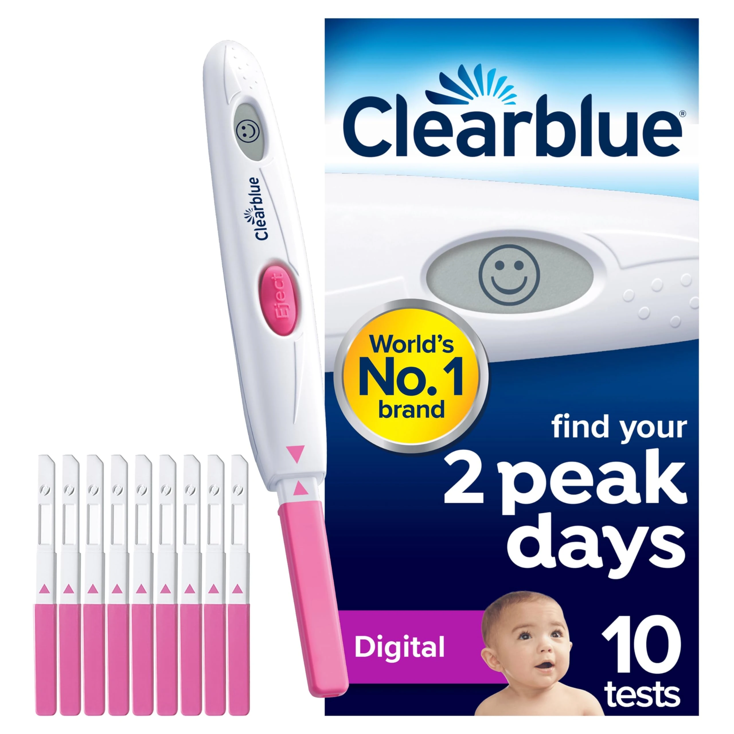 Clearblue Digital Ovulation Tests (OPK), Easy At Home Ovulation Test, 1 Digital Holder And 10 Ovulation Tests, Proven To Increase The Chances Of Getting Pregnant Naturally, Packaging May Vary