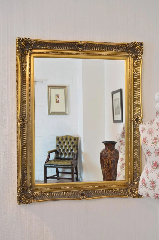 Mirror 4Ft3 X 3Ft5 130 X 104cm 40 X 30 Glass Large Gold Antique Design Big Wall, 130x104