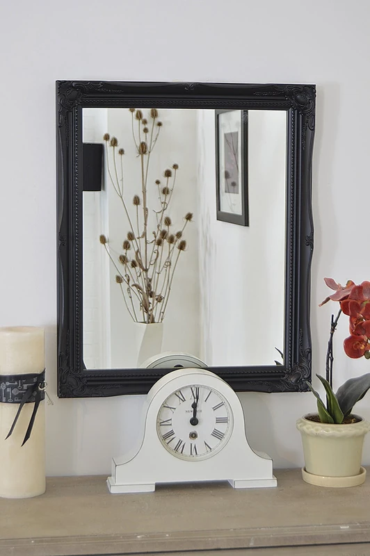 Mirror 24Inch X 20Inch Large Black Ornate Antique Design Big Wall, 61x51