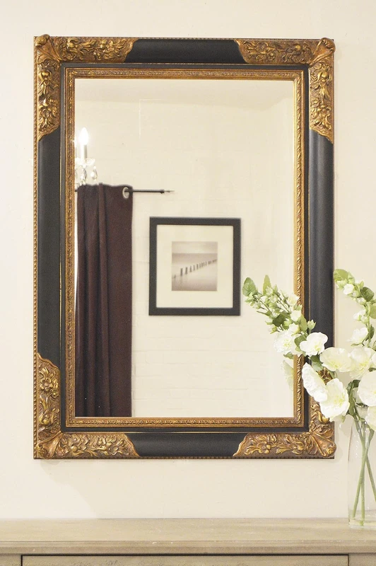 Mirror Large Black Detailed Ornate Antique 3Ft9 X 2Ft9