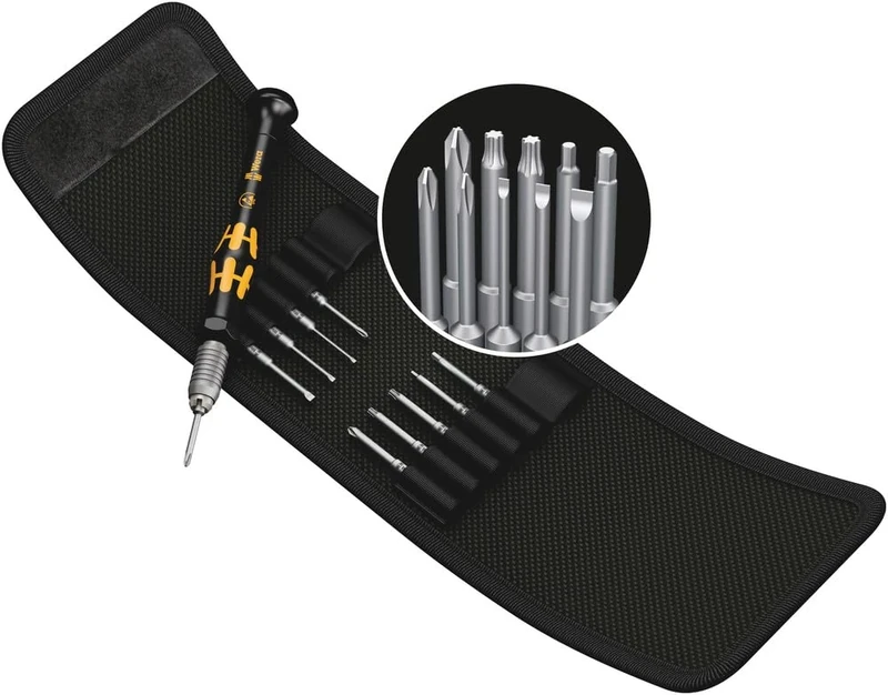 Wera Kraftform Kompakt Micro 11 ESD 1 SB Interchangeable-Bit Screwdriver Set, for electronic components, PH/TX/SL/HEX, 11PC, 05073670001
