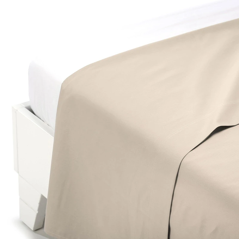 Caleffi 01017 Cotton Top Sheet Plain Ivory and Half Size Cotton