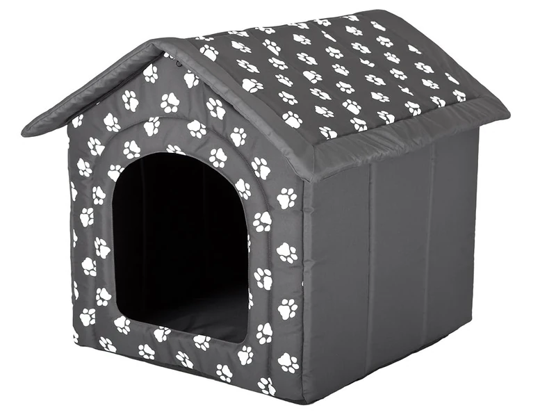 Hobbydog Dog House, Grey with Paws, S