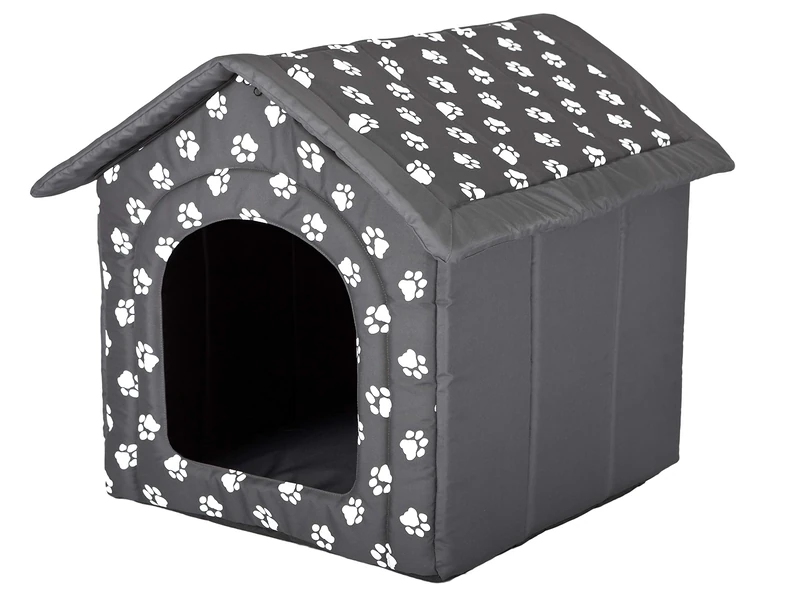 Hobbydog Dog House, Grey with Paws, R4 (60x55x60cm)