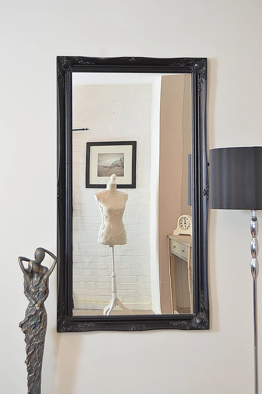 Mirror Black Large Classic Antique Design 4Ft6 X 2Ft6, 137x76