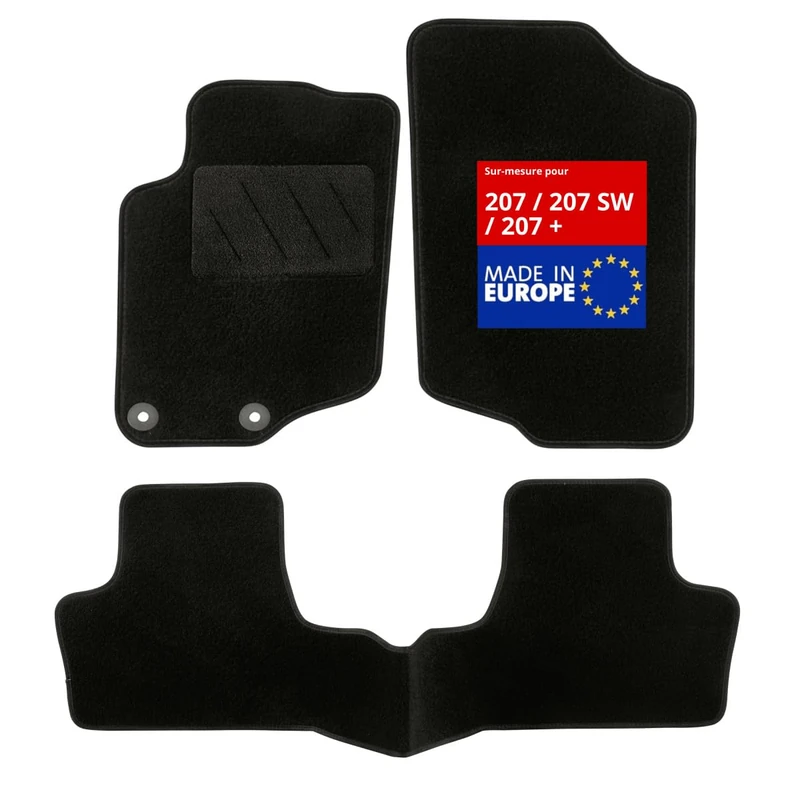 DBS Car floor mat - custom made - 3 pieces - anti-slip - black carpet 900g/m² - Velours finish - range Star - steering wheel left - 1763477 - Image 1