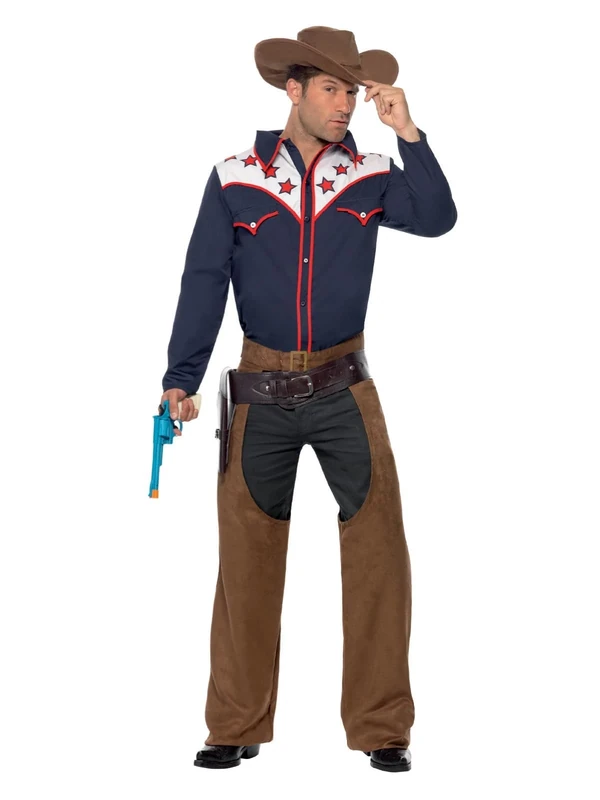 Smiffys Rodeo Cowboy Costume, Blue, L - Size 42inch-44inch