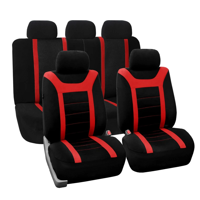 FH GROUP FB070RED115 Full Set of Car Seat Covers for Sports Cars Red Set of 11 - Image 1