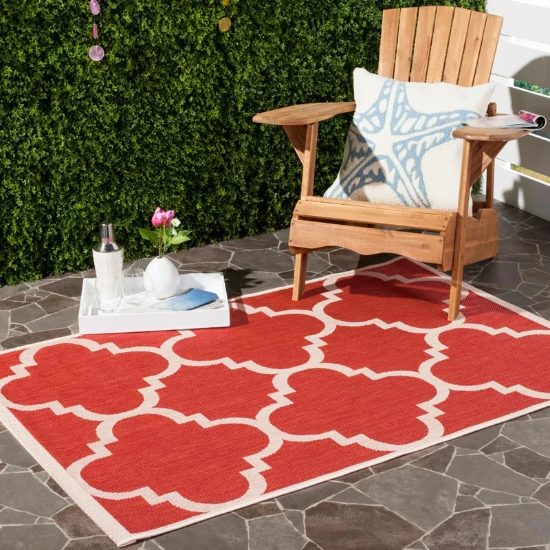 Safavieh Trellis Indoor/Outdoor Woven Rectangle Area Rug, Courtyard Collection, CY6243, in Red, 201 X 290 cm for Garden, Patio or Any Outdoor Space