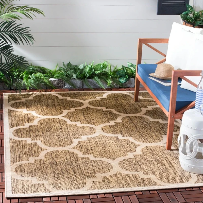 Safavieh Trellis Indoor/Outdoor Woven Rectangle Area Rug, Courtyard Collection, CY6243, in Brown, 160 X 231 cm for Garden, Patio or Any Outdoor Space