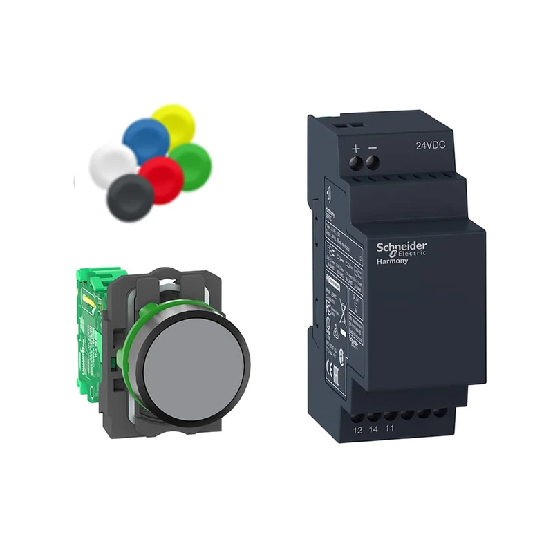 Schneider Electric Wireless push button and non-configurable receiver with 10 colored caps, plastic, Ø22, 24 V DC