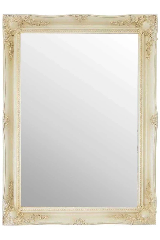 Mirror 3Ft X 2Ft2 91cm X 66cm Large Cream Antique Style Ornate Ivory Design Wall, Wood, 91x66