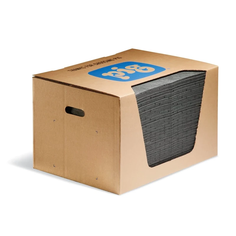 New Pig PIG Absorbent Mat Pads – Universal – Absorbs Oils, Coolants, Solvents & Water, Pack of 200, 83.6 L Capacity, Keeps Floors Clean & Safe in Industrial Workspaces