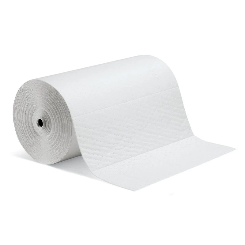 New Pig PIG Stat Mat Absorbent Roll – White, Oil-Only, Static-Dissipative for Fuelling Areas & Solvent Clean-Up, 1 Roll, 46m Length, 152.4L Capacity
