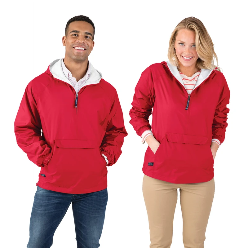 Charles River Apparel Wind & Water-Resistant Pullover Rain Jacket (Reg/Ext Sizes) - Red - XXXL