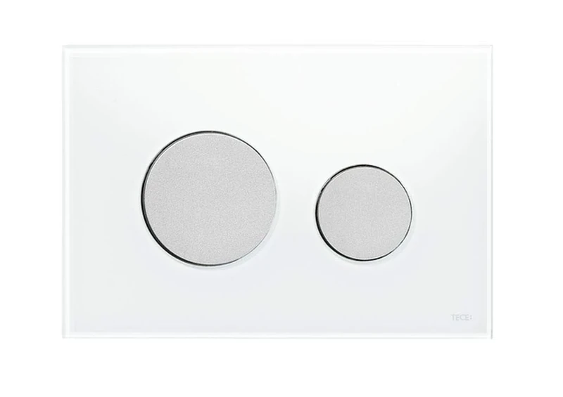 Tece Loop Toilet Actuator Plate with Dual Flush Technology, Glass White/Matt Chrome, Pack of 1 9.240.659