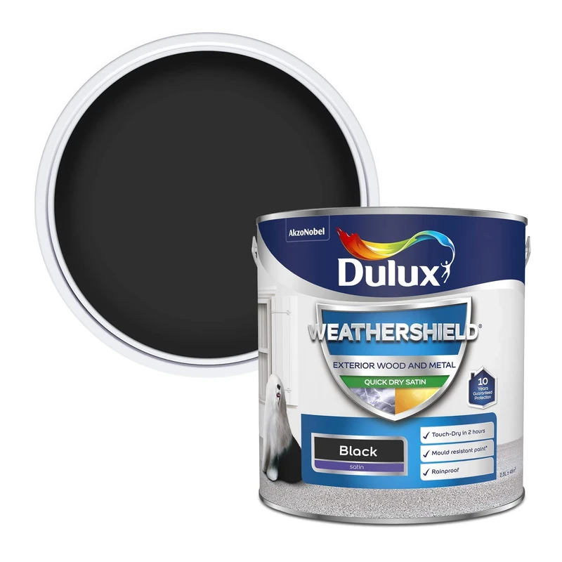 Dulux Weather Shield Quick Dry Satin Paint, 2.5 L - Black