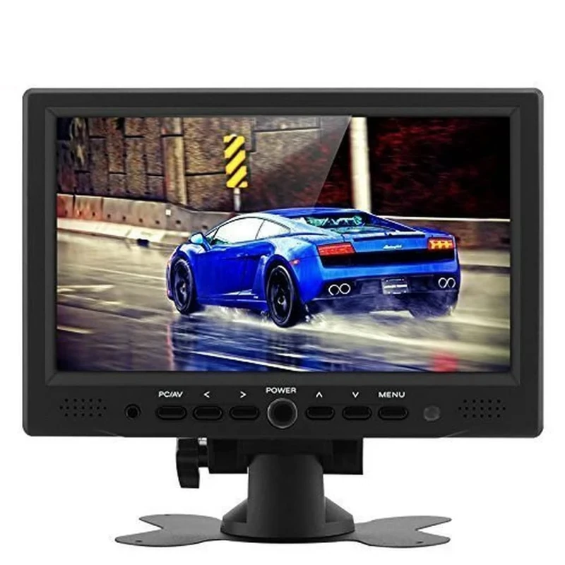 BW 7 Inch TFT LCD Car Monitor - HDMI + VGA + AV Video Inputs, 800x480 Resolution, 360 Degree Rotating Stand