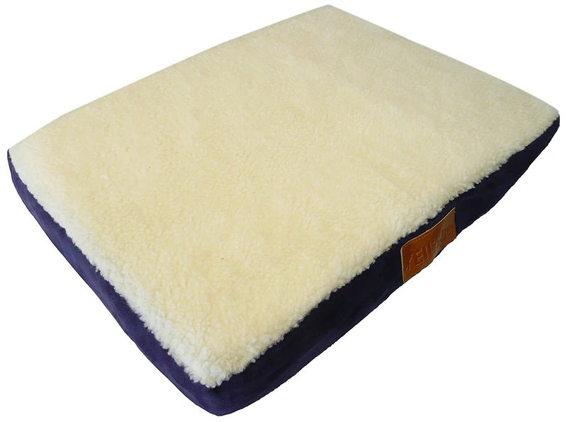 Ellie-Bo XL Memory Foam Dog Bed for 42-inch Dog Cage/Crate - Blue Faux Suede/Sheepskin