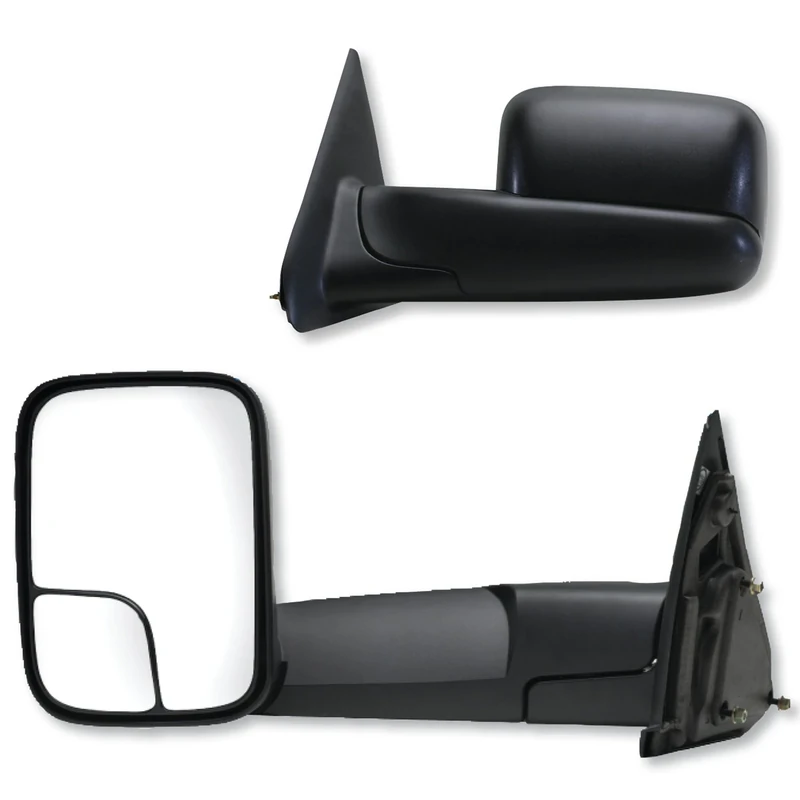 Fit System 60111-12C Towing Mirror Pair for Dodge Ram Pick-Up 1500, 2500/3500, Textured Black, spot Mirror, flip-Out Head, Foldaway Manual
