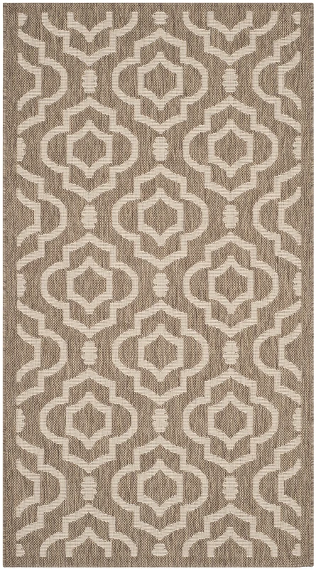 Safavieh Trellis Indoor/Outdoor Woven Rectangle Area Rug, Courtyard Collection, CY6926, in Brown / Bone, 79 X 152 cm for Garden, Patio or Any Outdoor Space