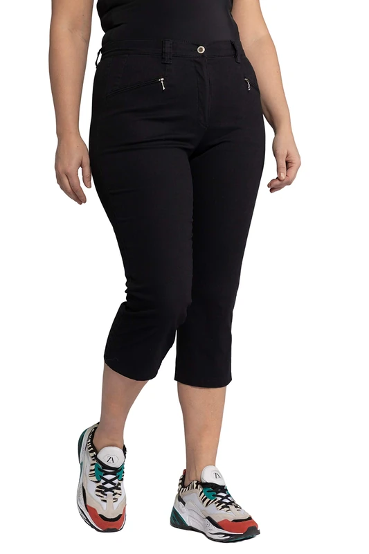 Ulla Popken Women's Plus Size Stretch Capri Pants Black 20 653934 10-46