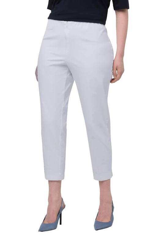 Ulla Popken Women's Plus Size Comfort Waist Tapered Capri Pants White 16 660046 20-42