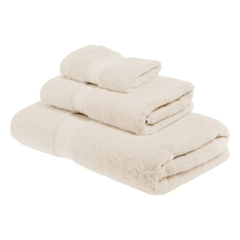Superior 900 Gram 100% Premium Long-Staple Combed Cotton 3-Piece Towel Set, Cream