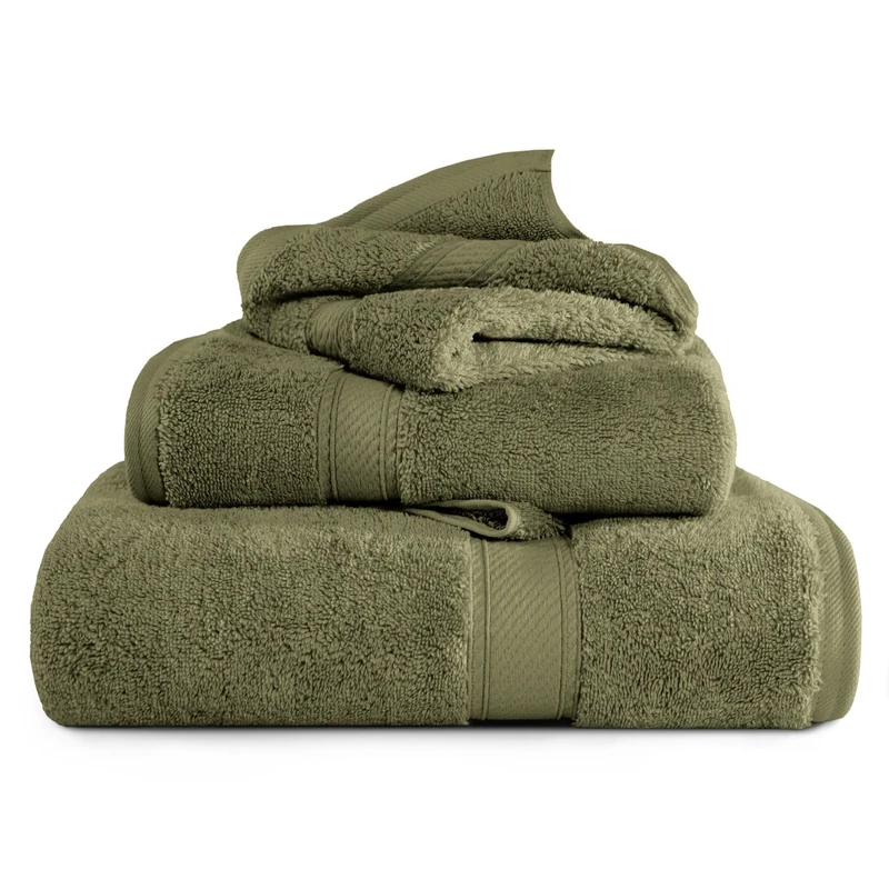 Superior 900 Gram 100% Premium Long-Staple Combed Cotton 3-Piece Towel Set, Forest Green