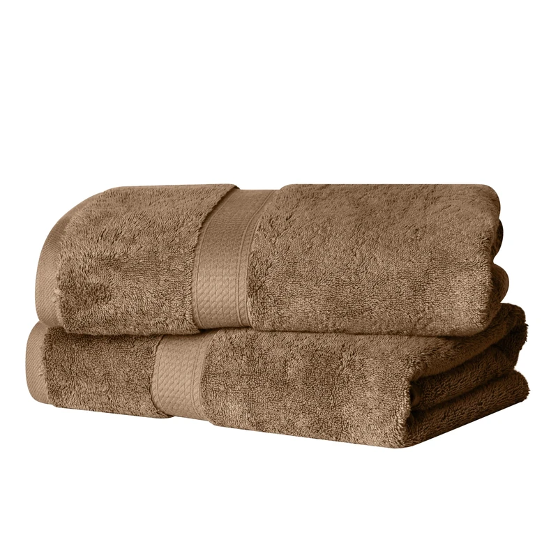 Superior 2-Piece Bath Towel Set Long-Staple Combed Cotton, Latte