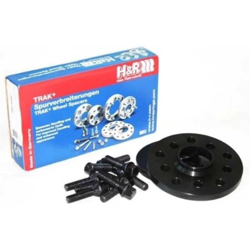 H&R DR-System Wheel spacer set 10mm per axle - Bolt pattern 4x100/108 - Hub 57,1mm - Bolt size M12x1,5 - compatible with Audi/BMW/Seat/Skoda/Volkswagen - Black