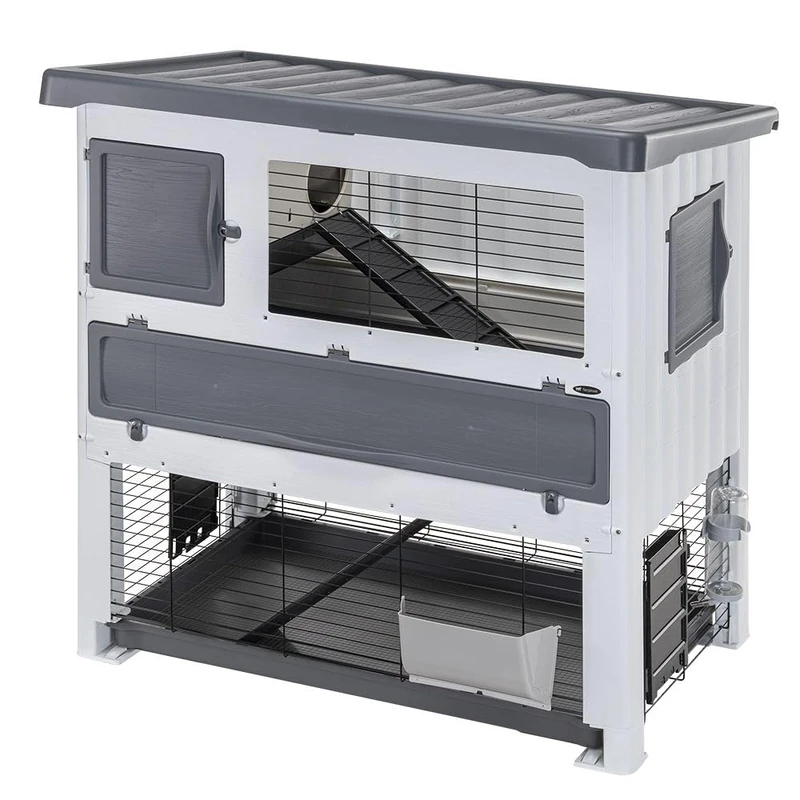 Ferplast Rabbit Hutch Double-Floor Outdoor Grand Lodge 120 Plus, Guinea Pigs, Thermoplastic Resin, With Accessories, 115,5 X 73 X 117 Cm.