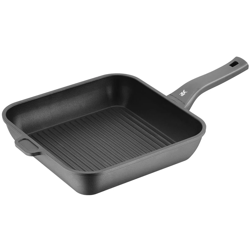 WMF 576504291 grill pan coated 28 x 28 cm PermaDur Premium Made in Germany plastic handle with flame retardants cast aluminium PermaDur suitable for induction hand wash Black