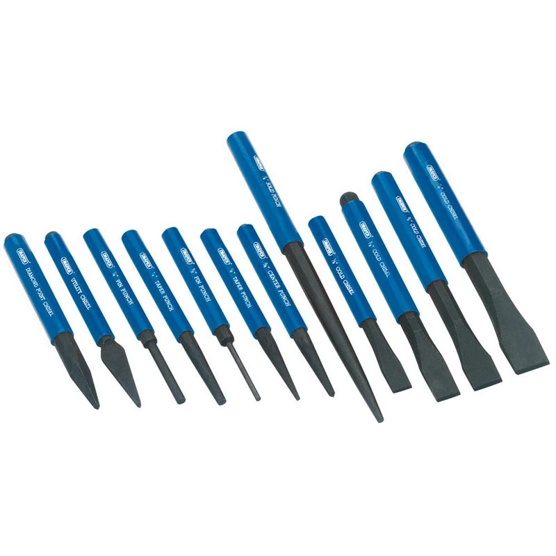 Draper 26557 Cold Chisel and Punch Set, 12 Pieces , Blue