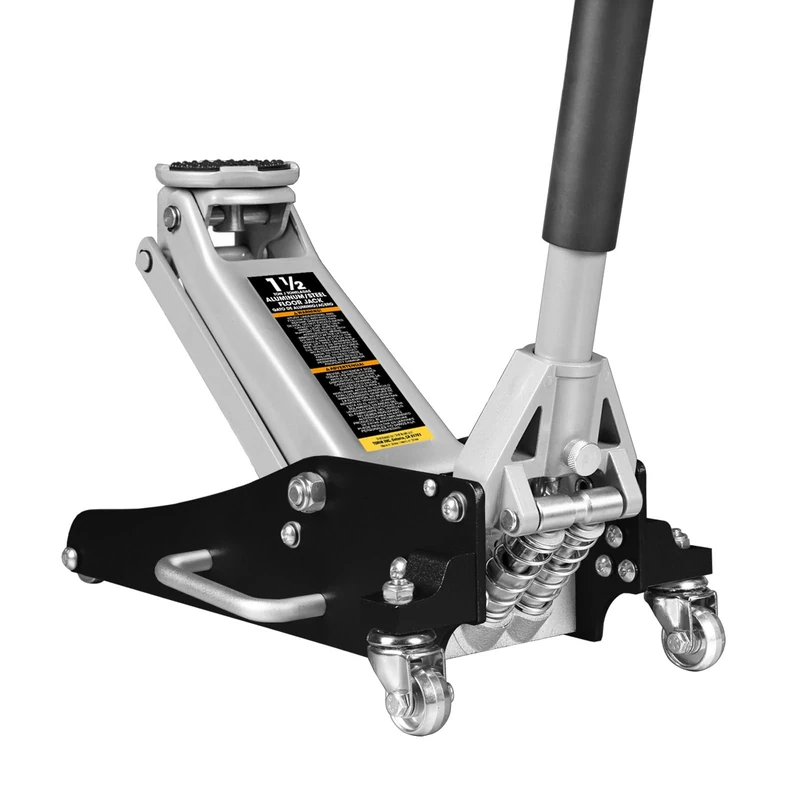 Torin TAM815016L Hydraulic Low Profile Aluminum and Steel Racing Floor Jack with Dual Piston Quick Lift Pump, 1.5 Ton (3,000 lb) Capacity, Black
