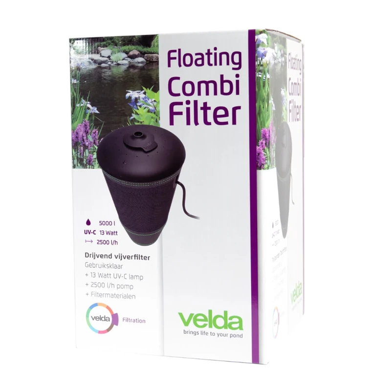 Velda 126463 Compact Filter for Ponds up to 5000 L Including Pump, 13 Watts, UV-C, Floating Combi Filter 2500