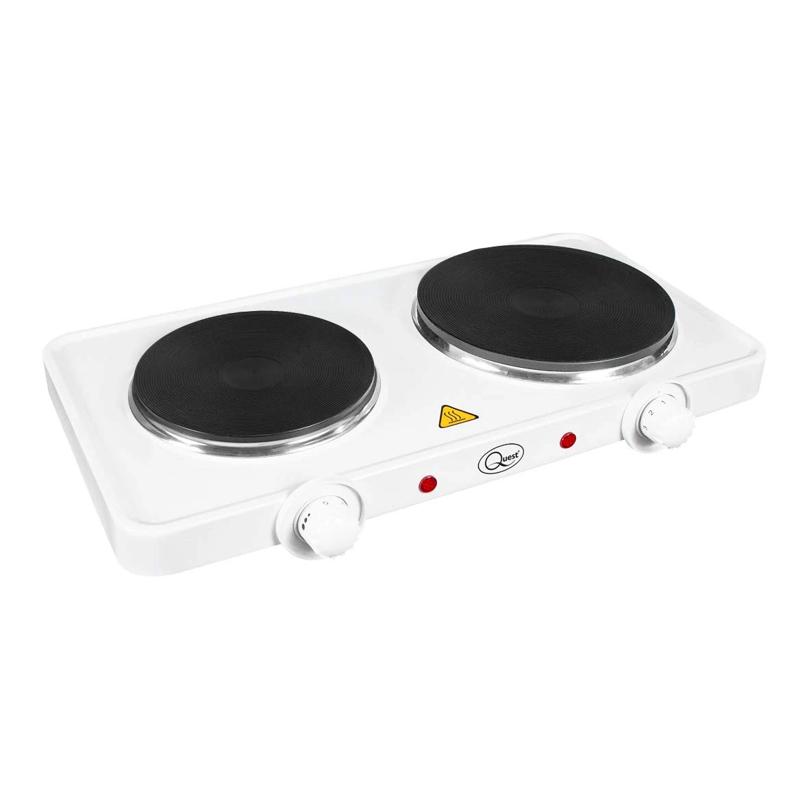 Quest 35250 Electric Twin Hob Hot Plate with Temperature Control/Set of 1000W & 1500W Hobs / 5 Temperature Settings/Portable, Ideal for Cooking While Travelling