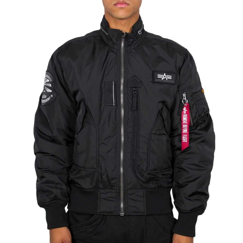 ALPHA INDUSTRIES Men's Engine Jacket, Black, L