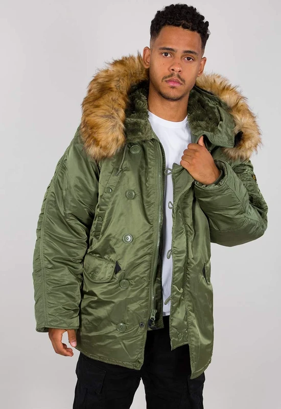 Alpha Industries Men's N3B Winter Jacket, Vert Kaki, X-Small