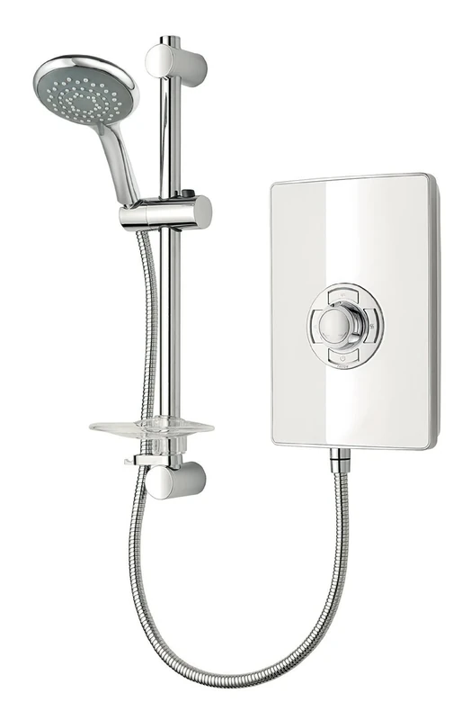 Triton Showers Collection 2 | Shower Electric | 9.5 KW | Triton Aspirante I White Gloss I Electrical Showers | with Showerhead and Anti Twist Hose | Best Electric Shower Units for Bathrooms