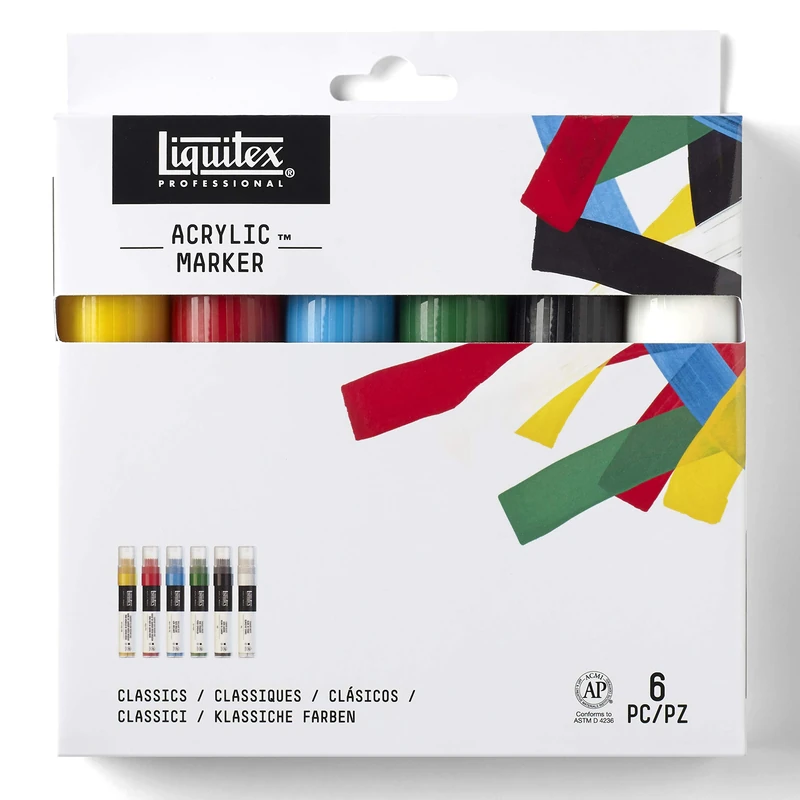 Liquitex Paint Marker set, 8-15 mm wide nib, set of 6